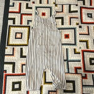 Pehr Grey And White Striped overalls Toddler 2T